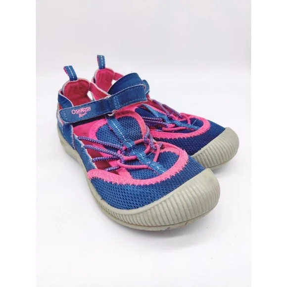 Osh Kosh B'Gosh Girls Hook/Loop Closure Pink Blue Sandals Kids Water Shoes Sz 11
