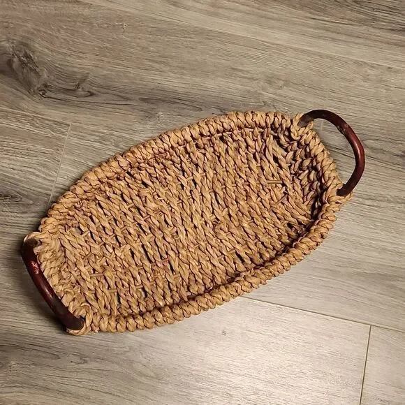 GUC Vintage Thick Woven Basket w/Branch Handles