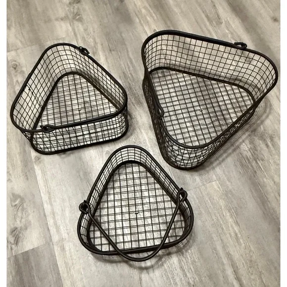 Iron unique‎ triangle nesting baskets farmhouse rustic heavy duty