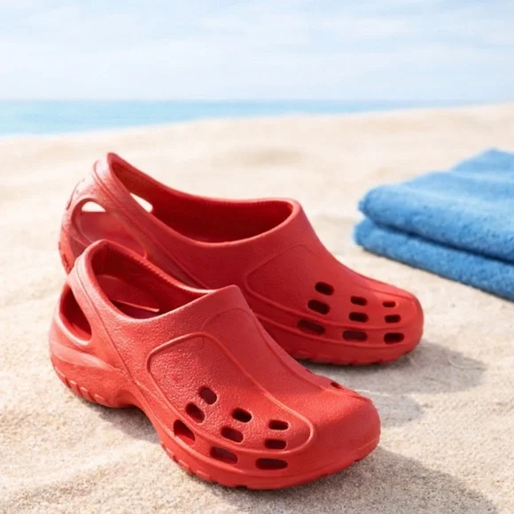Kids Red Clogs Shoes Size 1 / EU 32 Lightweight Slip On Beach Summer