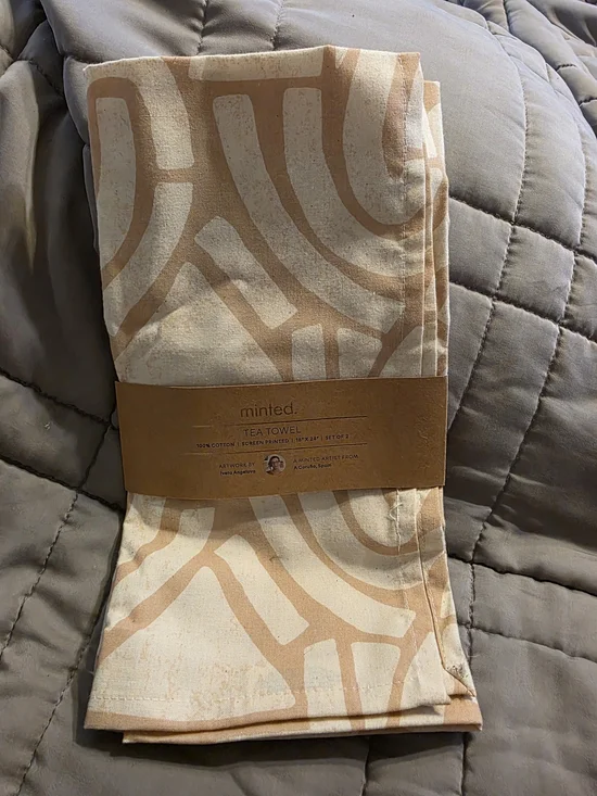 Minted Mint Beige and Cream Abstract Tea Towels - Set of 2
