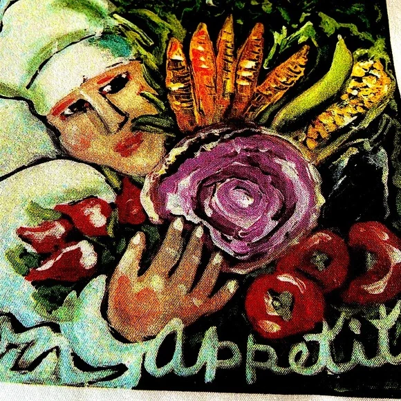 🌺2NWOT NANCYTHOMASArtistKnown forBonAppetitTeaTowels.HeavyWeightCottonWashable