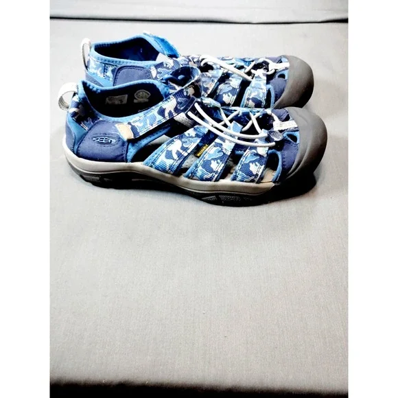KEEN Newport H2 Unisex Kids Sz 4 Sandals Blue Camouflage Closed Toe Waterproof