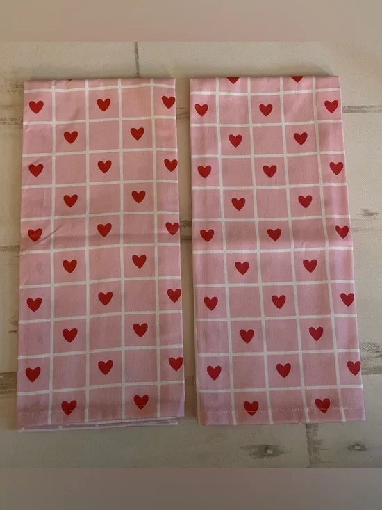 CBK Cottagecore Pink Hearts Tea Towels