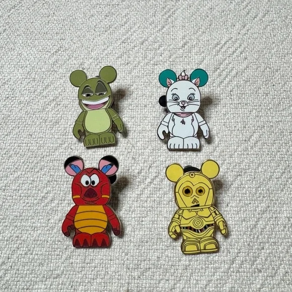 Disney Vynilmation Star Wars 2010 Mushu Marie Naveen Collectible Pins Lot of 4