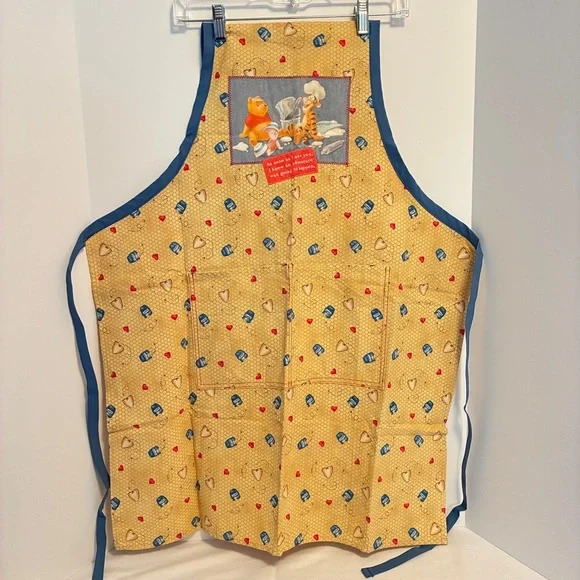 Disney Winnie the Pooh Tigger Piglet Honey Pot Cooking Apron Yellow Adult Size
