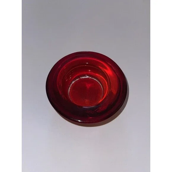 Red Art Glass Votive Candle Holders Round Modern Tealight Decor 3