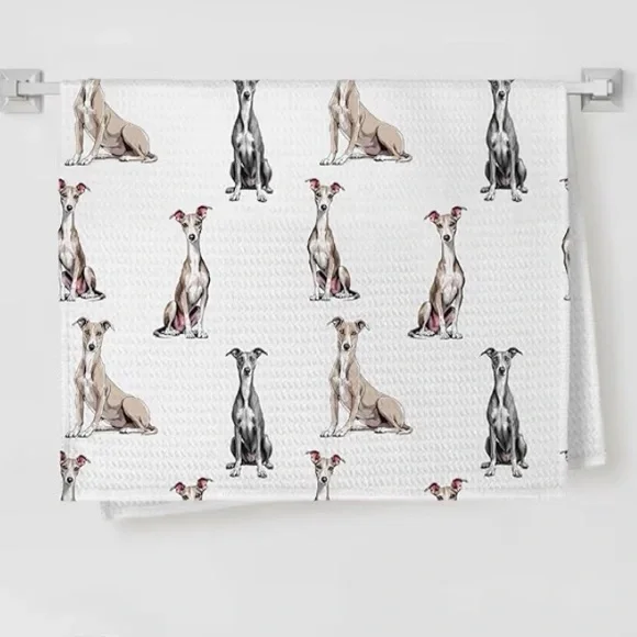NWT/SET of TWO/DOG LOVERS/Greyhound Kitchen/Tea Towels/W-16 X L-24 Inches
