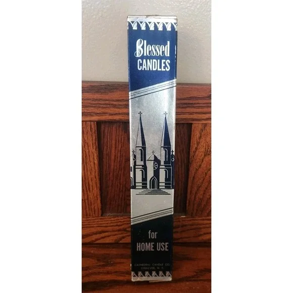 Vintage‎ Cathedral Candle Co Blessed Candles White 10.25 Religious Catholic M6