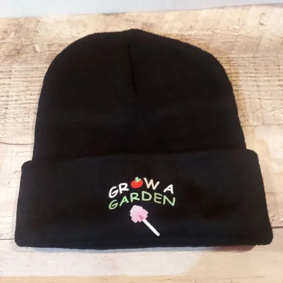 Grow a Garden Beanie Hat Black Cuffed Beanie Hat Gamer Gift Garden Video Game