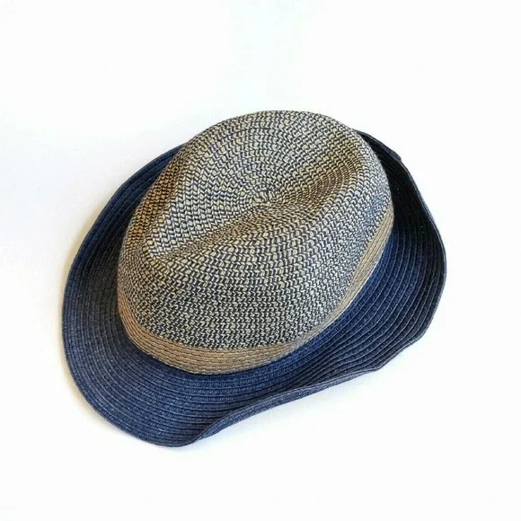Janie Jack Straw Fedora Hat 3T Blue Chambray