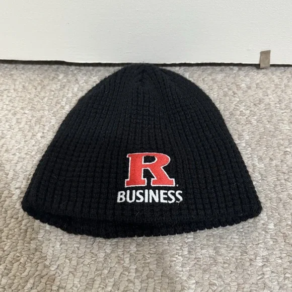 Rutgers University Business Scarlet Knights Black Waffle Winter Beanie Hat
