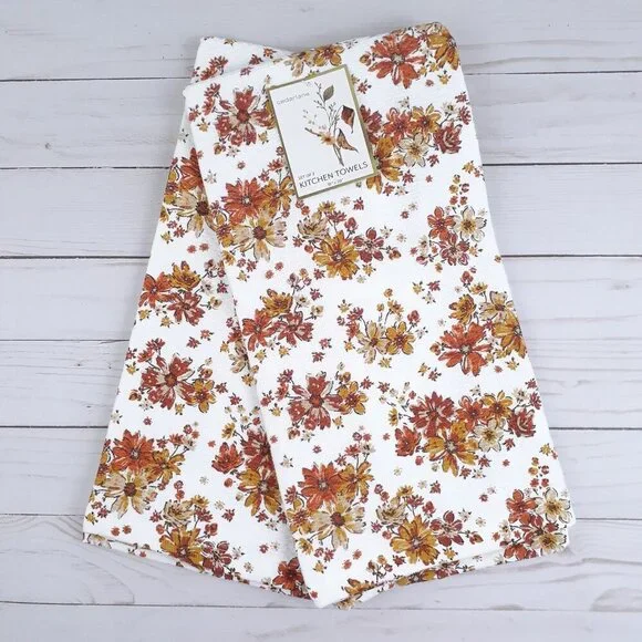 Cedarlane Kitchen Towels Towel Set of 2 Fall Flowers Floral Dual Purpose 18x28