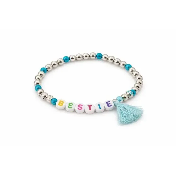 Bestie Beaded Bracelet Friendship Bracelet Silver Tone Tassel Women Girls New