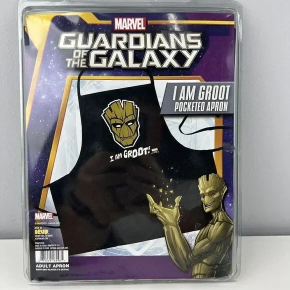 Guardians of the Galaxy - I Am Groot - Pocketed Cooking Apron Black Marvel BBQ