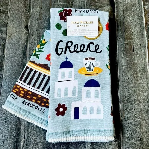 Isaac Mizrahi Greece Santorini Mediterranean Kitchen Dish Towels