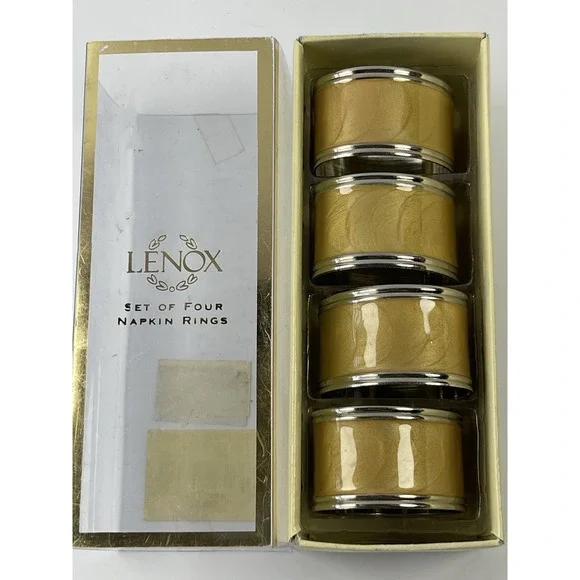 Lenox Laurel Leaf Napkin Ring Holders Ivory Set Of‎ 4