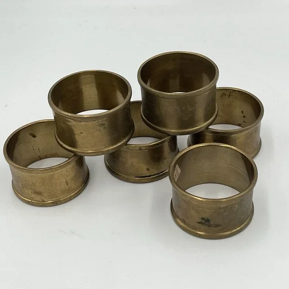 Brass Napkin Rings Vintage 6 Piece Decorative Accents Dining Made In India