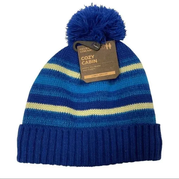 Field & Stream Boys' Cabin Stripe Pom Beanie - NWT
