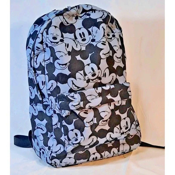Disney Mickey Mouse All Over Print Backpack Gray Casual School‎ Bag One Size
