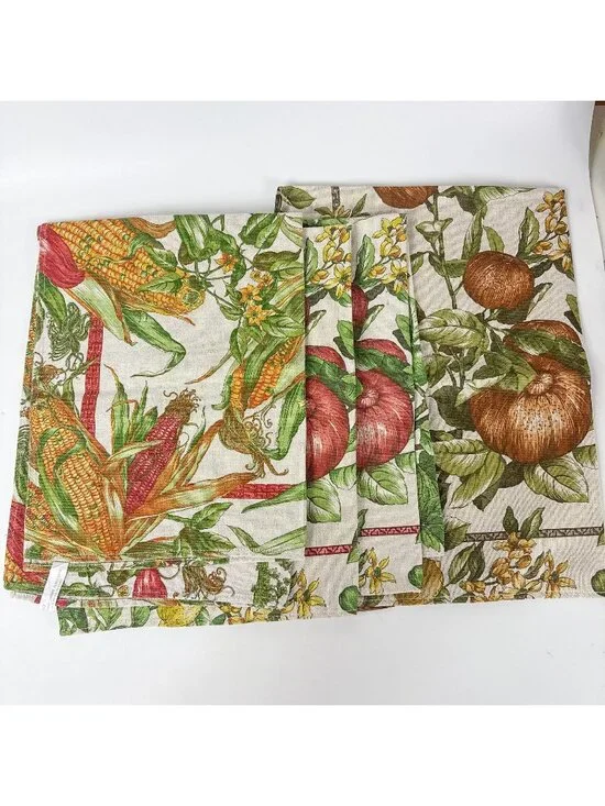 Misto Lino Italy Linen Fruits Fruit Orchard Jardin Kitchen Tea Towels set of 4