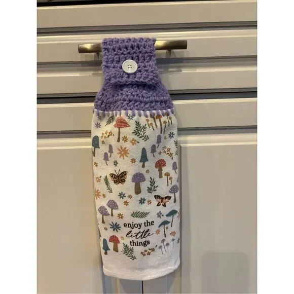 Crochet Top Kitchen Towel-Enjoy the little things