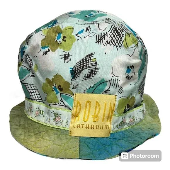 Fiber Artist Art to Wear Robin Lathroum Hand Dyed Bucket Hat Reversible Colorful