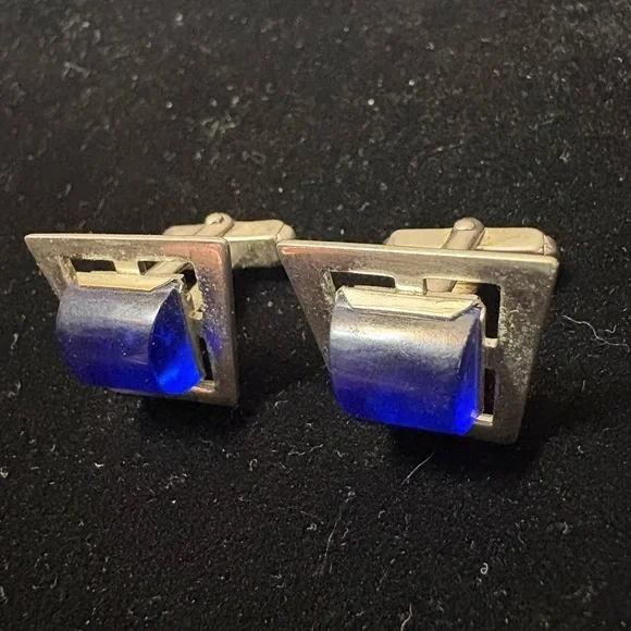 Silver and Blue Cufflinks