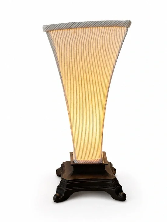 Vintage Fluted Accent Table Lamp | Sculptural Ribbed Shade & Dark Wood Base 💕