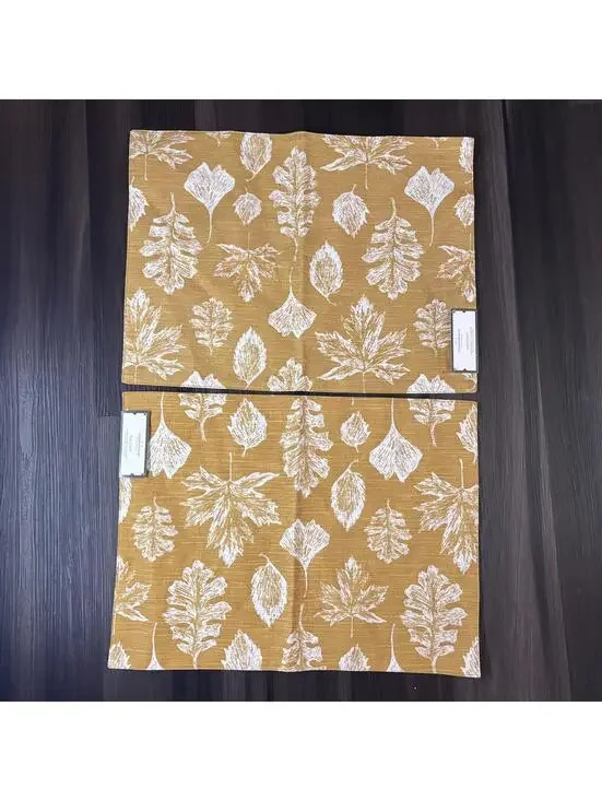 Target Threshold Gold Leaf Placemats Mustard Yellow Set of 2