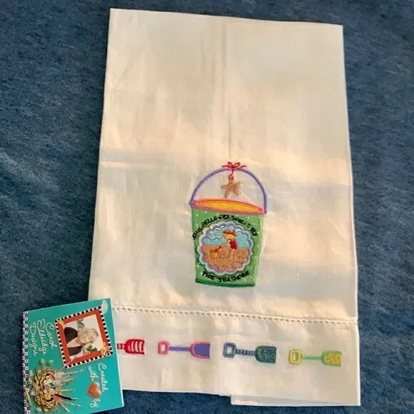 Beach theme tea towel