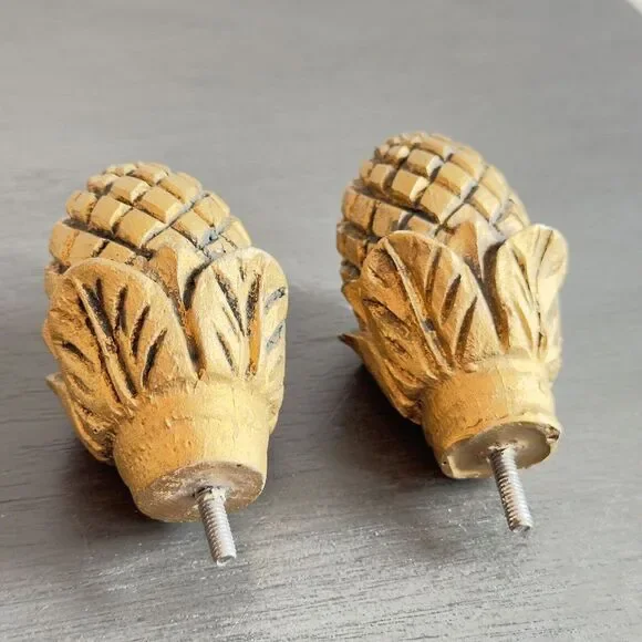 Pair Of Vintage Pineapple Style Lamp Finials, Resin, Gold‎ Finish, 3