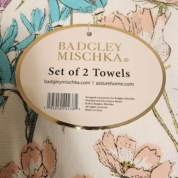 BADGLEY MISCHKA 100% Cotton  Set of TWO (2) Towels