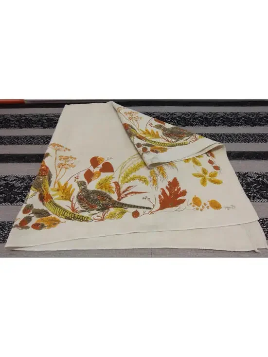 Virginia Zito 40s 50s Birds Large Tablecloth 48 x 48 inches RARE MUSEUM WORTHY