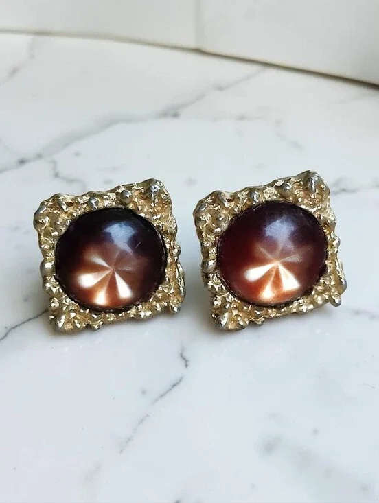 Vintage Brown Moon Glow Cufflinks
