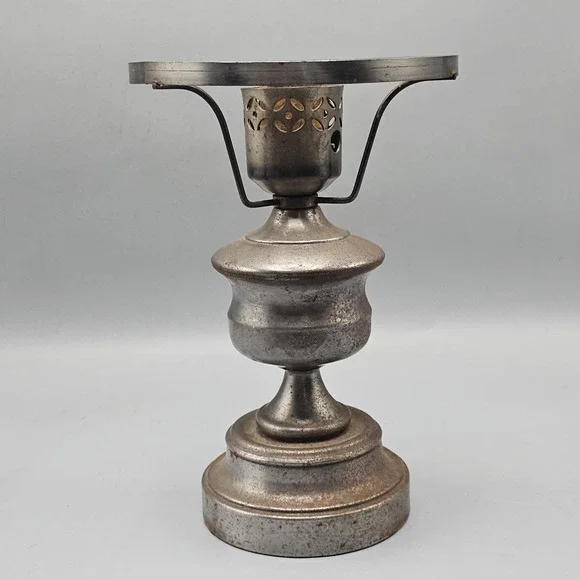 Vintage Nickle Plated Oil Lamp Converted Not Working Parts & Repair Rusty