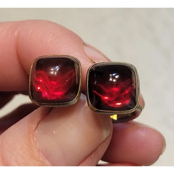 Vintage Hickok Red Glass‎ Cufflinks Men's Accessories Gifts For Him Pastor Gift