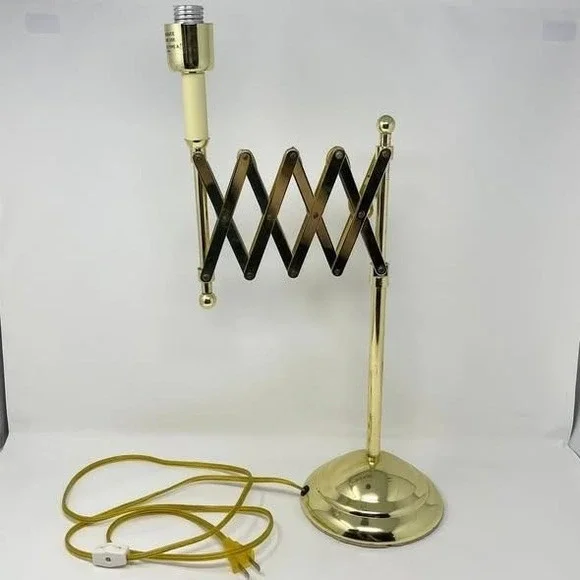 Vintage MCM Brass Extending Accordion Scissor‎ Table Lamp Sturdy Tested Works