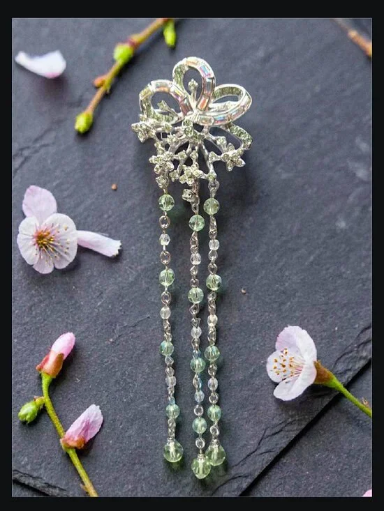 ST JOHN Couture AB Crystal Long Dangle Floral Flower Brooch