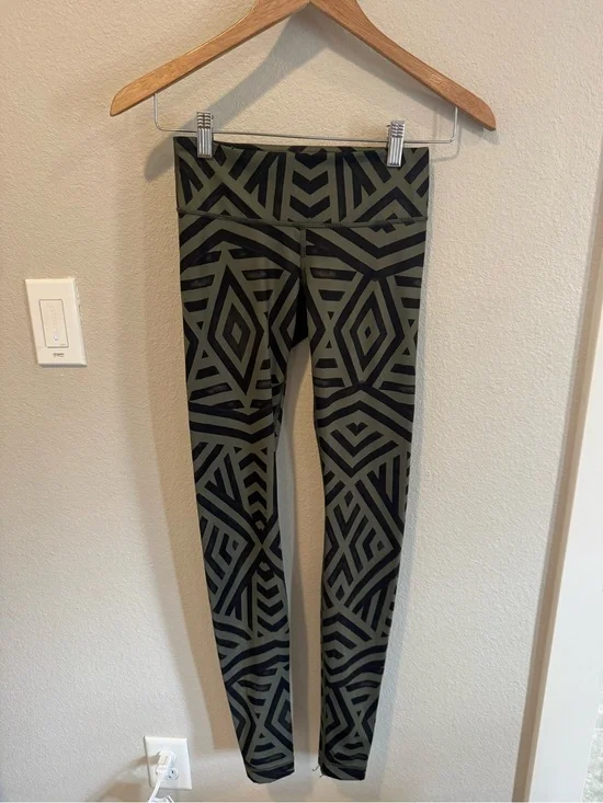 lululemon athletica Olive and Black Geometric Leggings