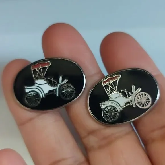 Ford Model T Enameled Cufflinks Vintage Collectible