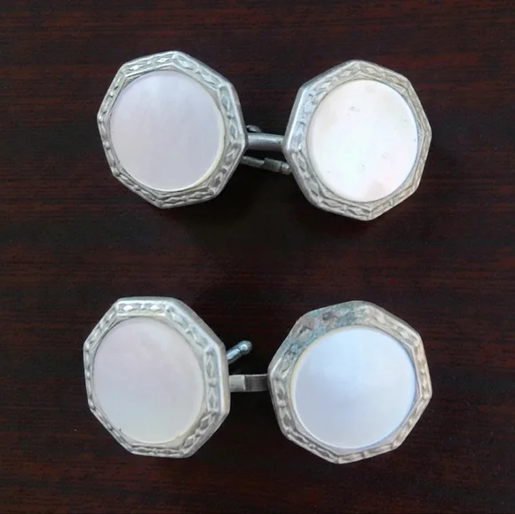 Antique Edwardian Mother Of Pearl Cuff Links