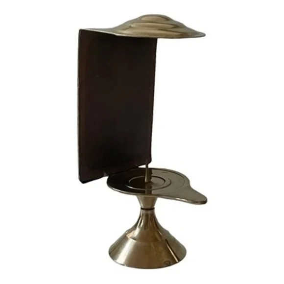 Vintage Brass Candle Holder Christ Profile Backplate Jerusalem Israel 5