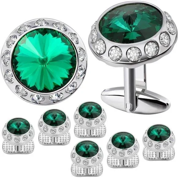 Men's Birthstone Tuxedo Studs and Cufflinks Set