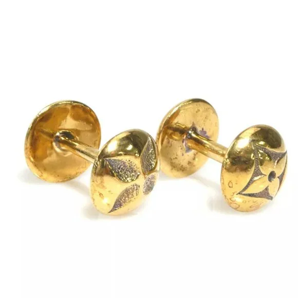 Auth LOUIS VUITTON Cufflinks Gold Metal M30974 -