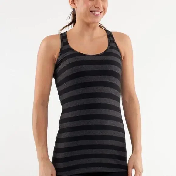 Lululemon Cool Racerback Black Micro Macro Stripe