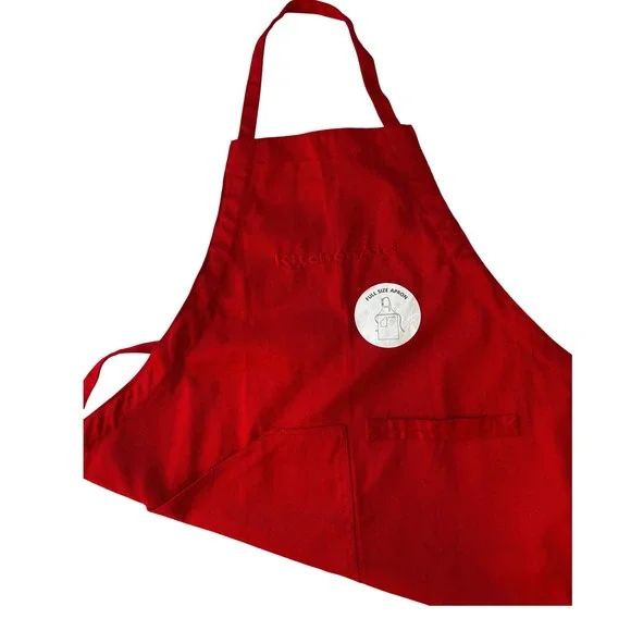 KitchenAid Red Full Size Adult Bib Apron with Pockets NEW without tags