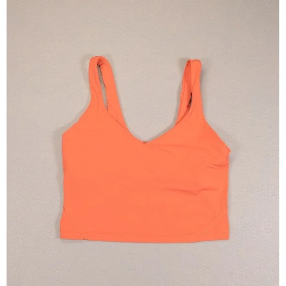 Lululemon Women Align Crop Top Coral Pink Size 6 Built In Bra Yoga Activewear