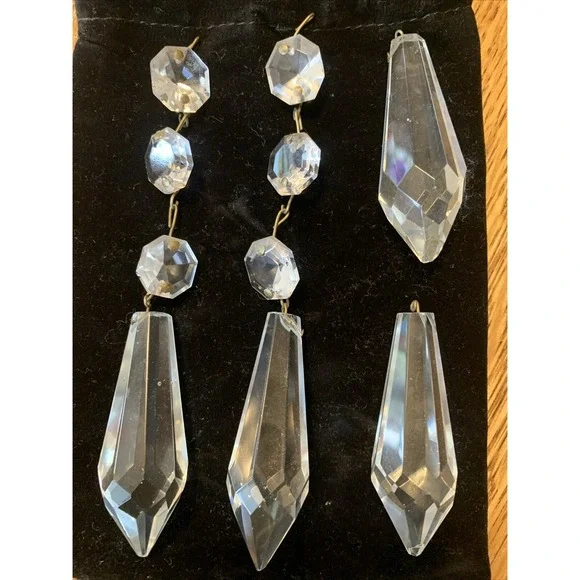 Vintage Crystal Glass‎ Chandelier Lamp Parts  Icicles Prisms Pendants