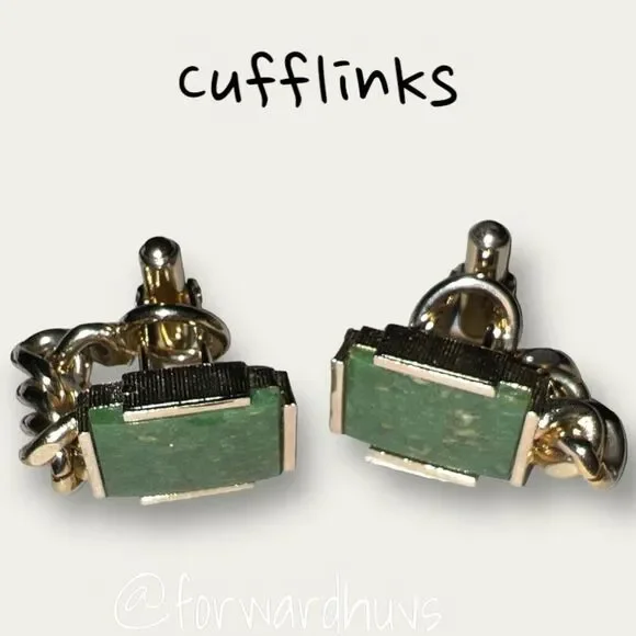 Vintage Stone Cufflinks with Goldtone Chain